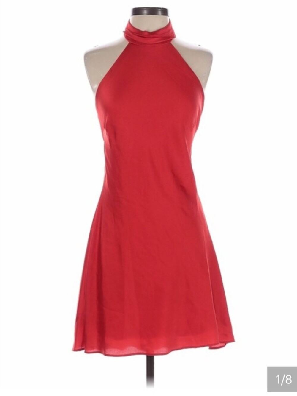 NWT Alex & Sophia Red Satin Halter Midi Dress Size 13/14 Cocktail Wedding Gues